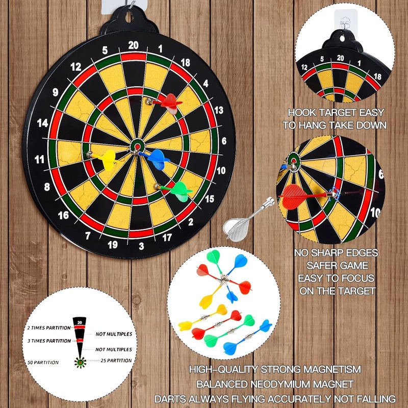 moopok Magnetic Dart Board for Kids-12Magnetic Dart/Sticky Balls Or 2 Toy Gun+40 Foam Dart.Indoor/Outdoor Kids Games and Party Games,Christmas Birthday Gifts Toys for 3-12 Year Old Boys - Image 4